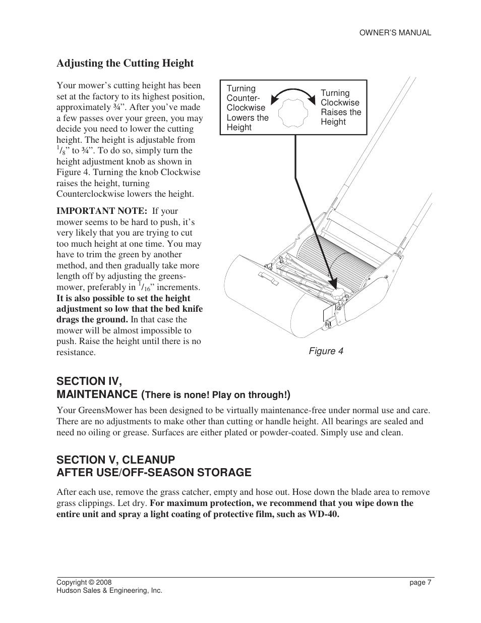 Adjusting the cutting height | Reel Mowers HSCC User Manual | Page 7 / 17