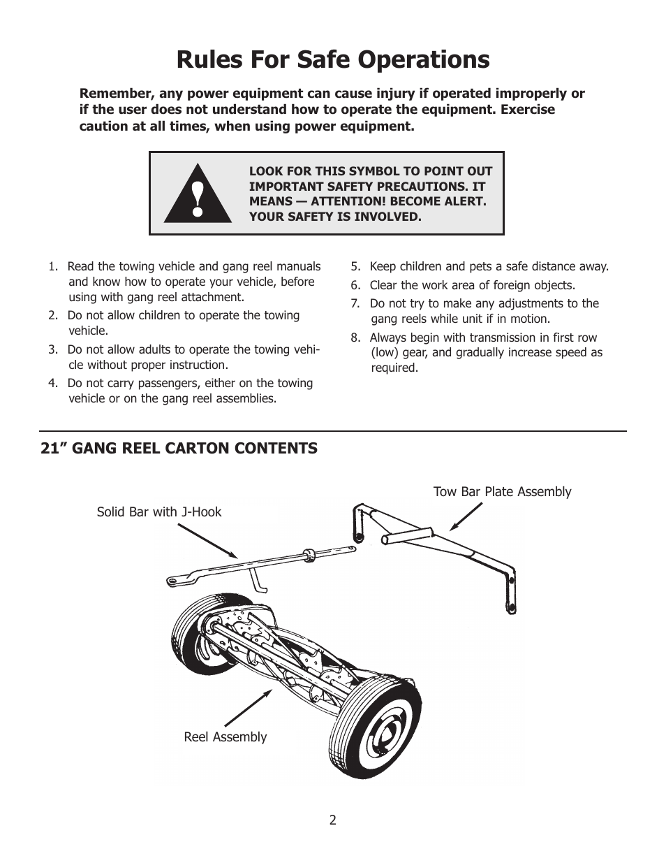 Rules for safe operations | Reel Mowers F-358 User Manual | Page 2 / 8