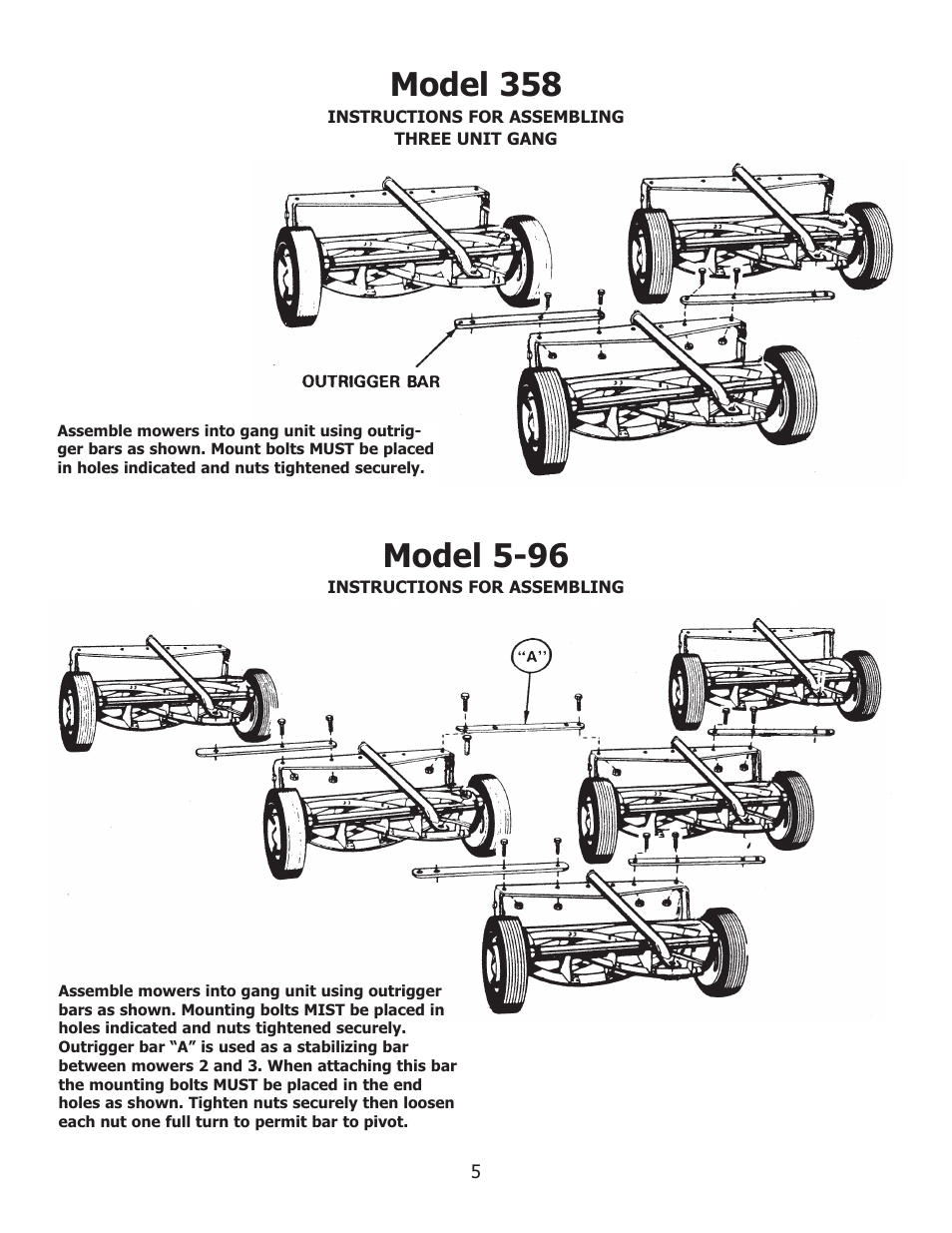 Model 358, Model 5-96 | Reel Mowers F-358 User Manual | Page 5 / 8