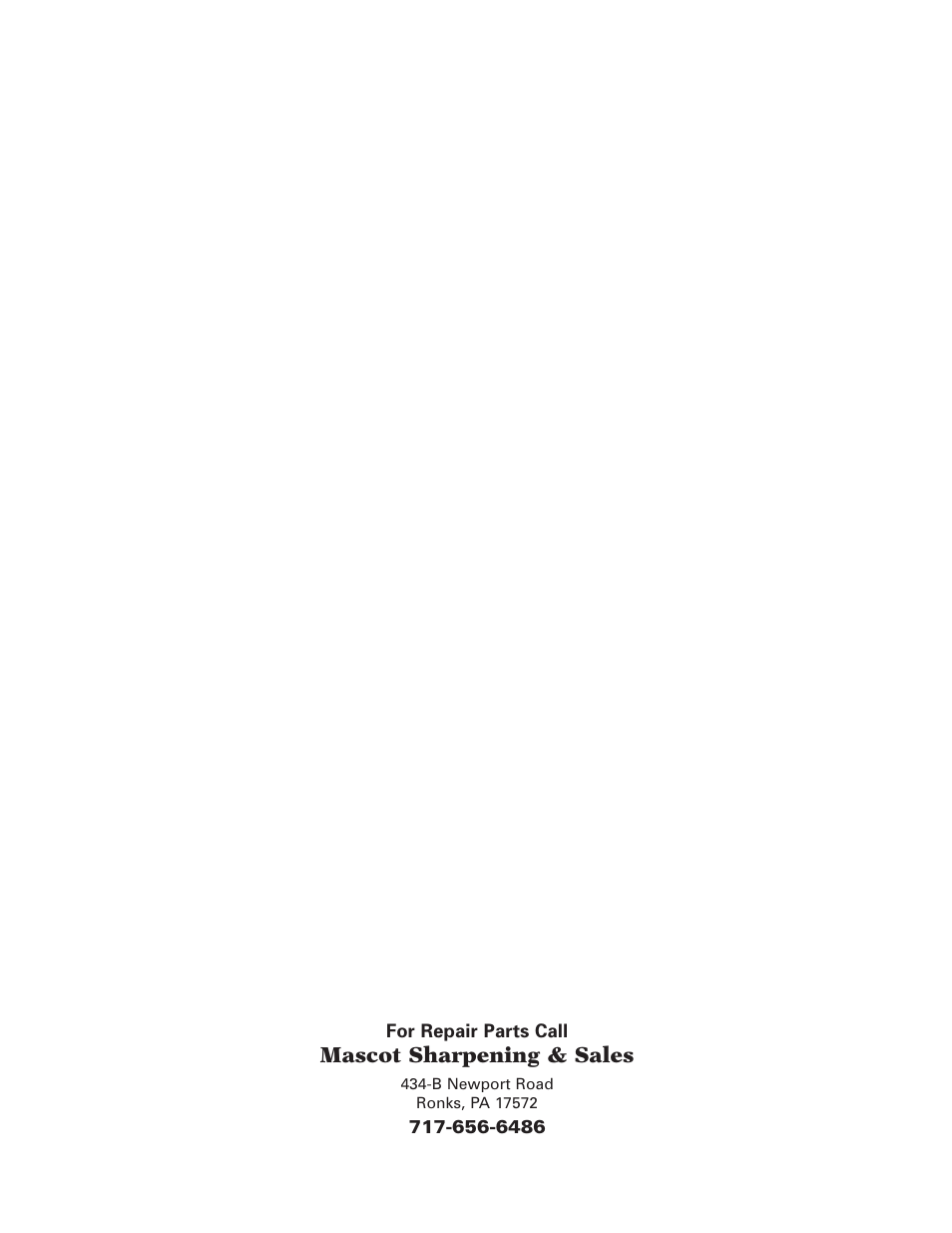 Mascot sharpening & sales | Reel Mowers F-358 User Manual | Page 8 / 8