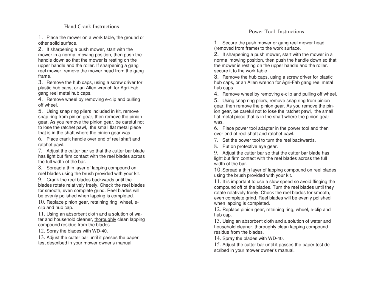 Reel Mowers MSK-CH User Manual | Page 2 / 2
