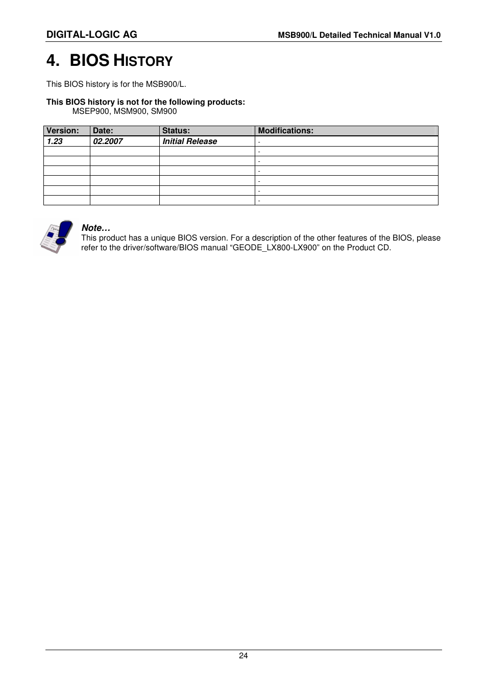 4 bios history, Bios history, Bios | Istory | Compaq MSB900 User Manual | Page 24 / 66