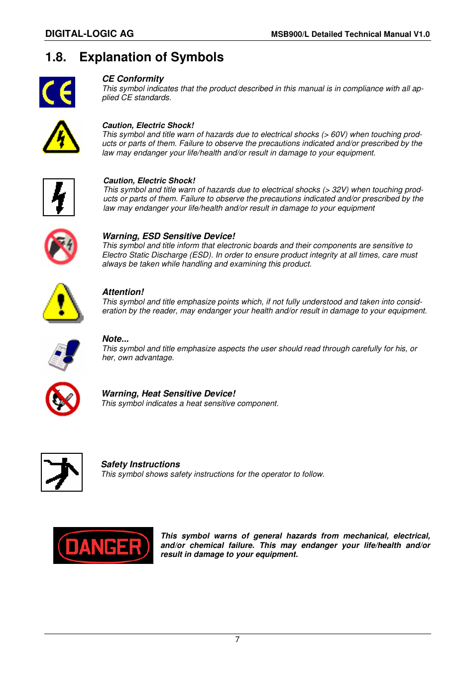 8 explanation of symbols, Explanation of symbols | Compaq MSB900 User Manual | Page 7 / 66