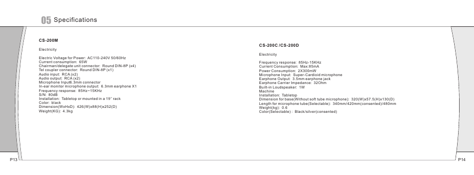 Specifications | Relacart Electronics CS-200 User Manual | Page 8 / 8
