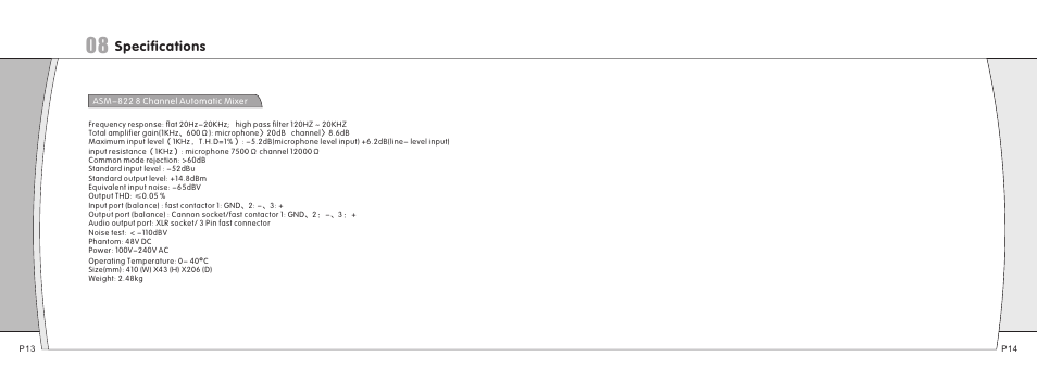 Specifications | Relacart Electronics ASM-822 User Manual | Page 8 / 8