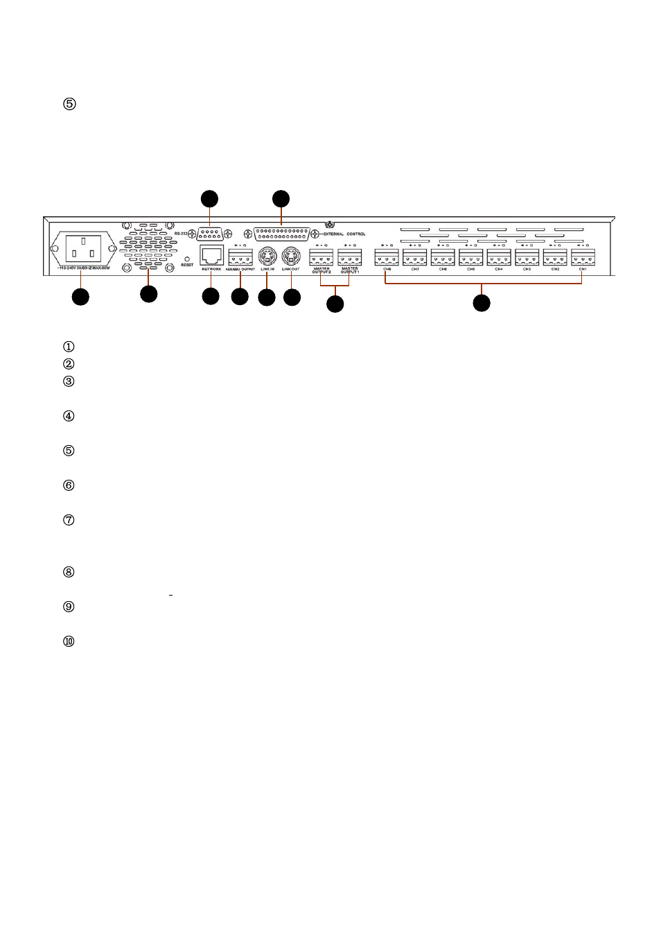 Dam-800 数字自动混音器 英文 说明书5.pdf, Dam-800 rear panel | Relacart Electronics DAM-800 User Manual | Page 5 / 12