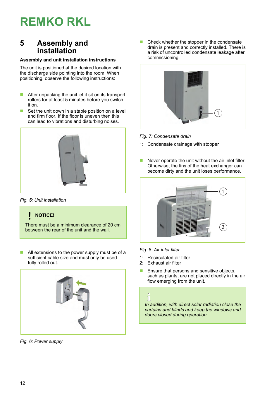 5 assembly and installation, Assembly and installation, Remko rkl | 5assembly and installation | REMKO RKL 300 User Manual | Page 12 / 28