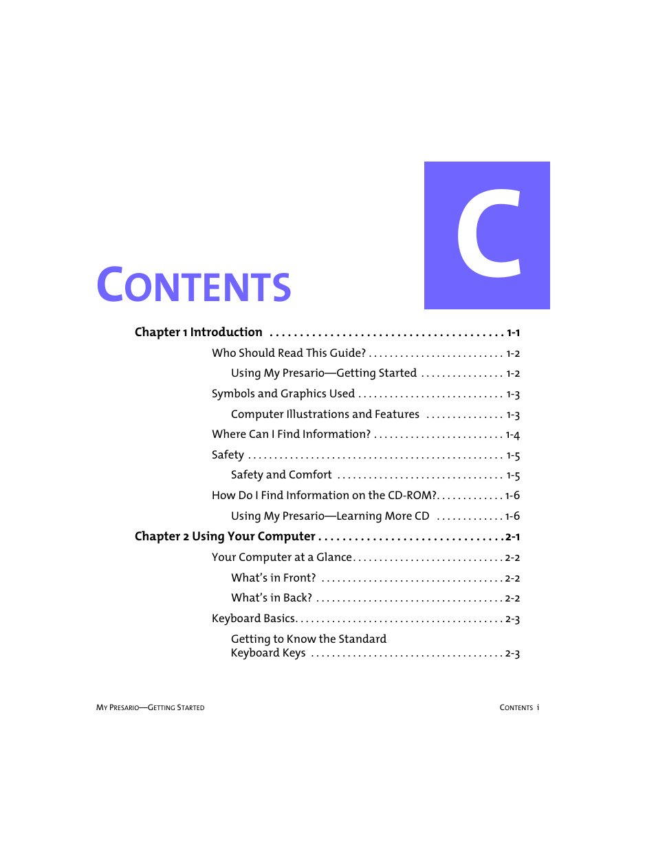 Ontents | Compaq 4103TH User Manual | Page 4 / 73
