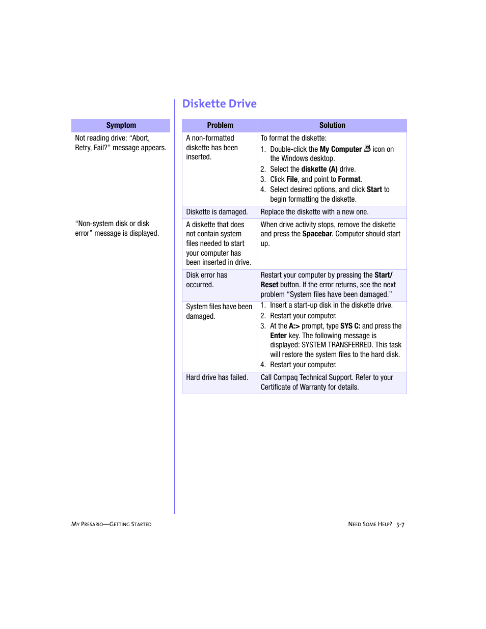 Diskette drive | Compaq 4103TH User Manual | Page 56 / 73