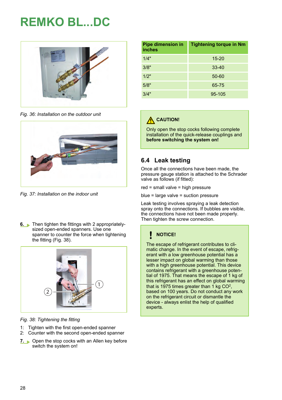 4 leak testing, Diameter (fig. 36), Remko bl...dc | REMKO BL 262 DC User Manual | Page 28 / 56