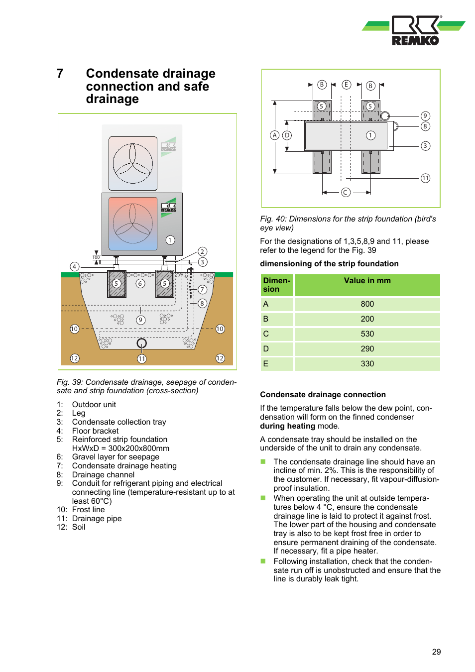 7 condensate drainage connection and safe drainage, Condensate drainage connection and safe drainage, 7condensate drainage connection and safe drainage | REMKO BL 262 DC User Manual | Page 29 / 56