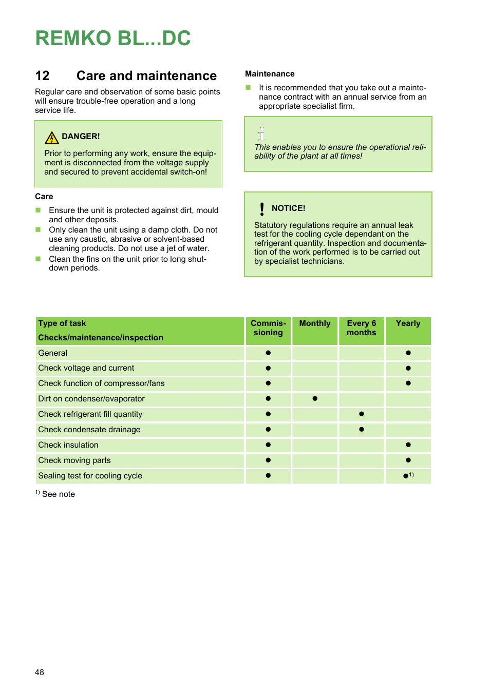 12 care and maintenance, Care and maintenance, Remko bl...dc | REMKO BL 262 DC User Manual | Page 48 / 56