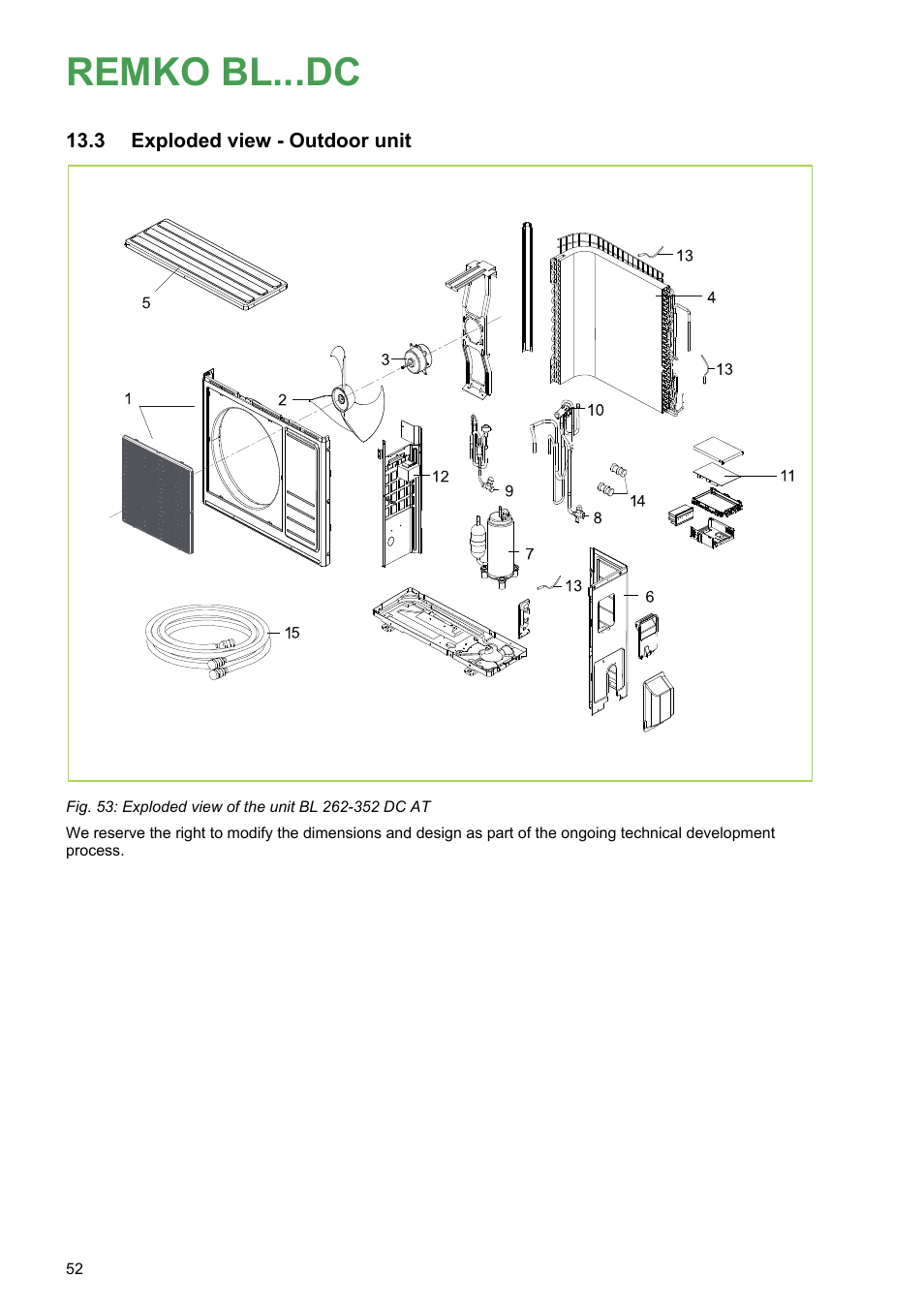 3 exploded view - outdoor unit, Remko bl...dc | REMKO BL 262 DC User Manual | Page 52 / 56