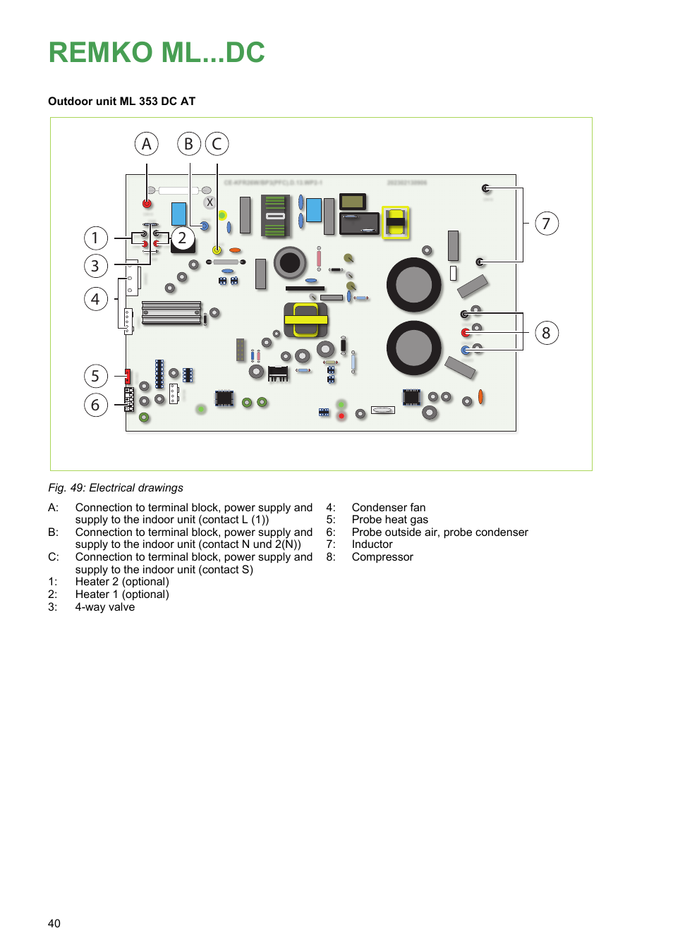 Remko ml...dc, 7b c a, Outdoor unit ml 353 dc at x | REMKO ML 263 DC User Manual | Page 40 / 64