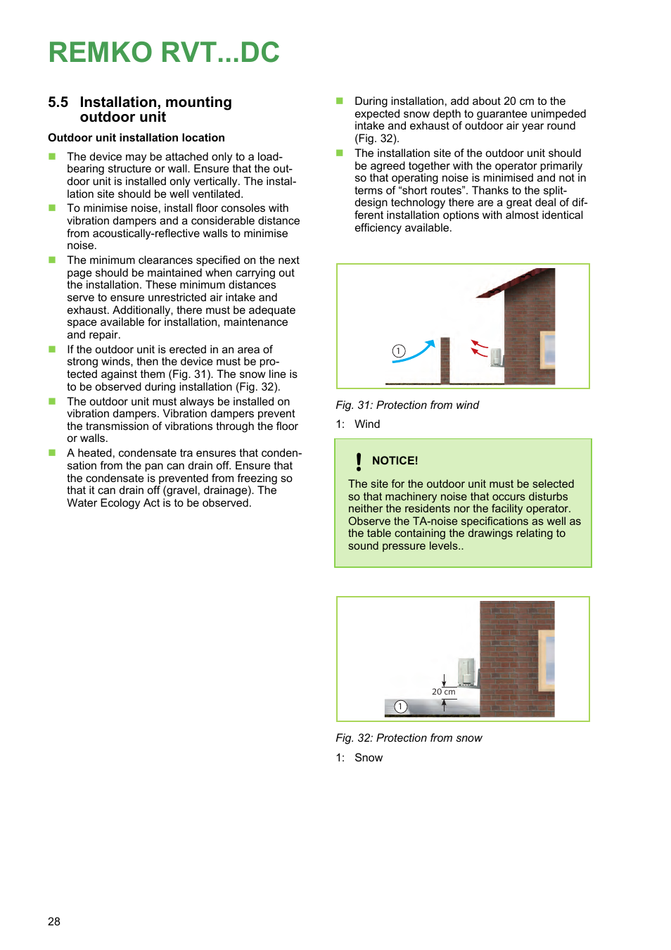 5 installation, mounting outdoor unit, Remko rvt...dc | REMKO RVT 263 DC User Manual | Page 28 / 72