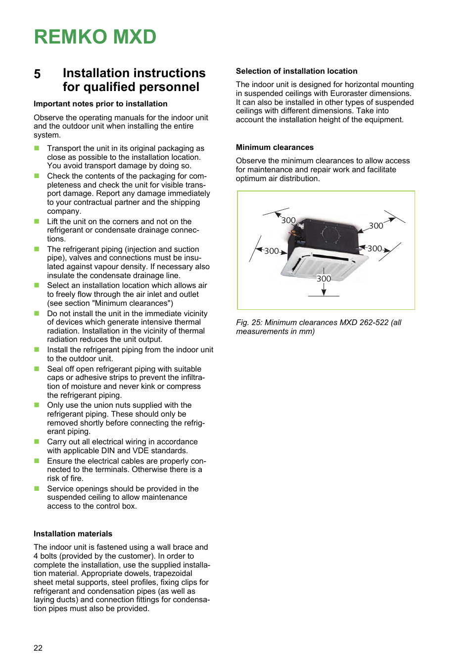 Installation instructions for qualified personnel, Remko mxd | REMKO MXD 202 User Manual | Page 22 / 48