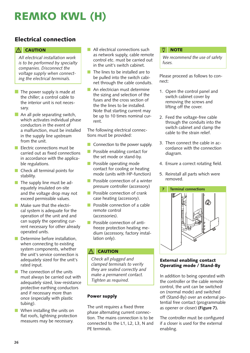 Remko kwl (h), Electrical connection | REMKO KWL 130 H User Manual | Page 26 / 48