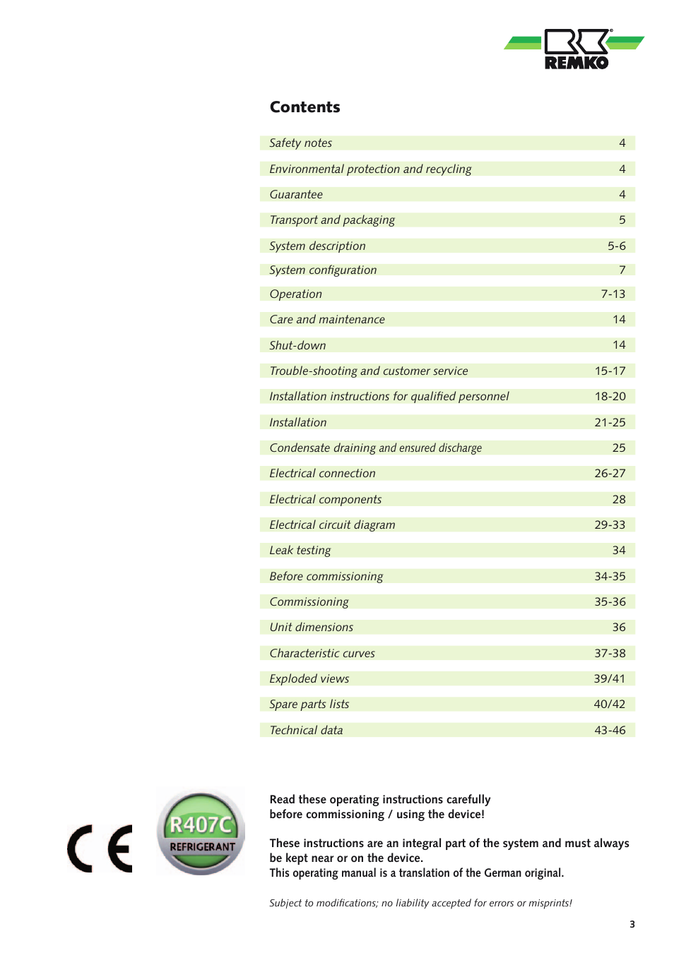 REMKO KWL 130 H User Manual | Page 3 / 48