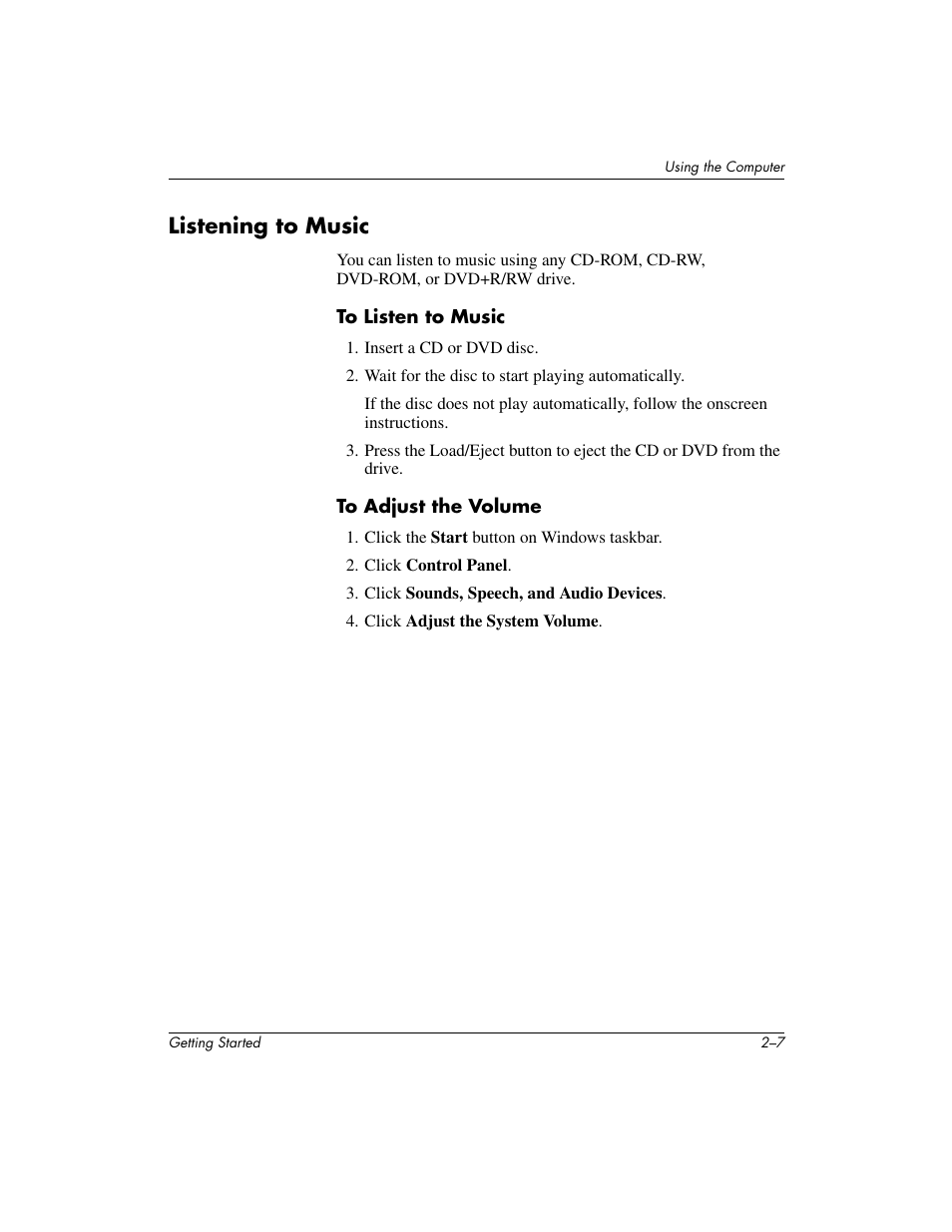 Listening to music | Compaq PRESARIO 6000 User Manual | Page 13 / 82