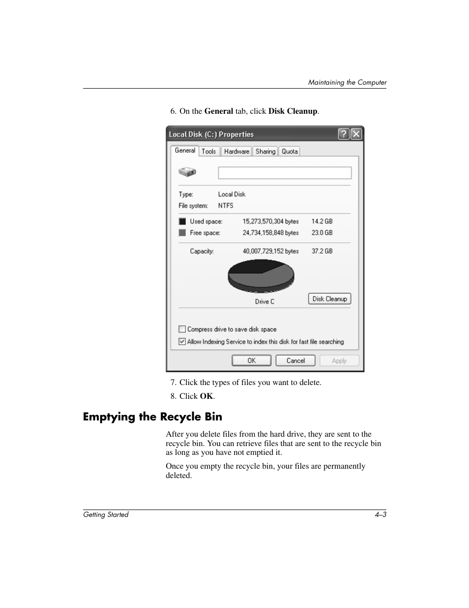 Emptying the recycle bin | Compaq PRESARIO 6000 User Manual | Page 31 / 82