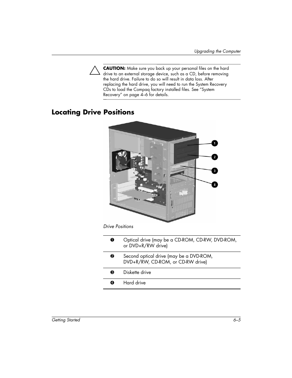 Locating drive positions | Compaq PRESARIO 6000 User Manual | Page 61 / 82