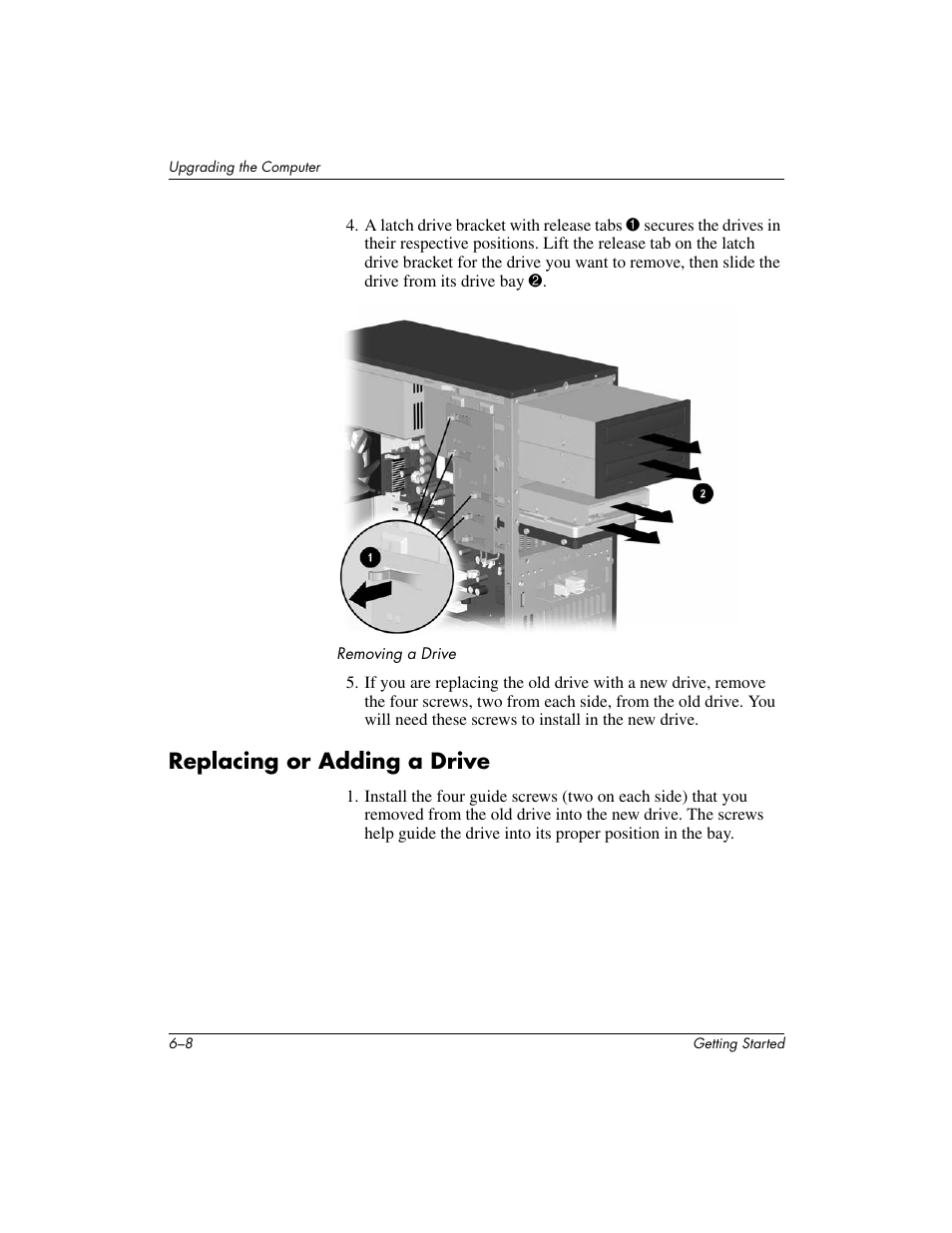 Replacing or adding a drive | Compaq PRESARIO 6000 User Manual | Page 64 / 82