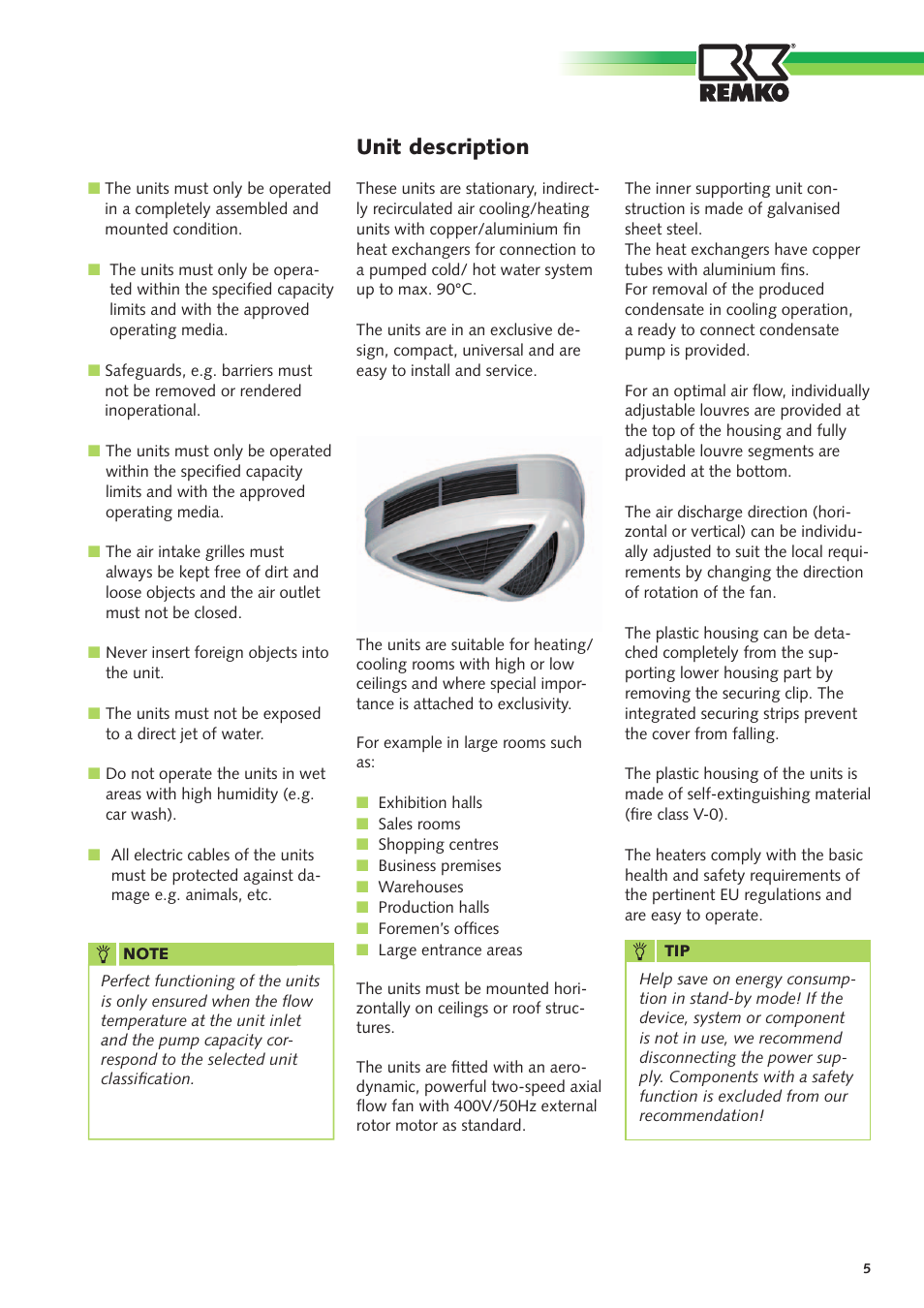 Unit description | REMKO PWL 101 HK User Manual | Page 5 / 24