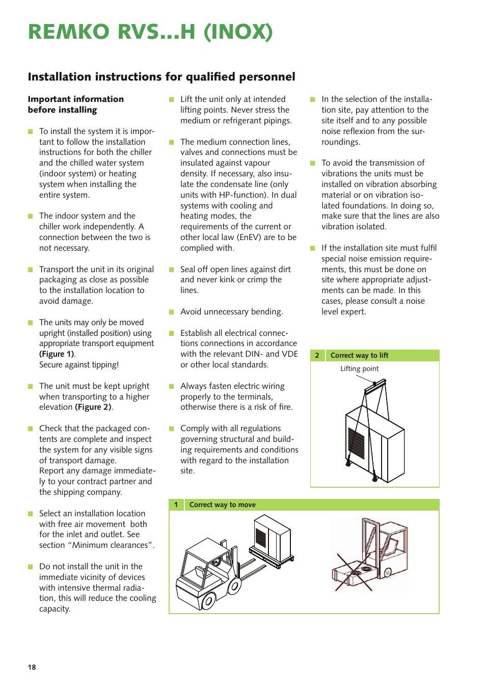 Remko rvs...h (inox), Installation instructions for qualified personnel | REMKO RVS 60 H User Manual | Page 18 / 44