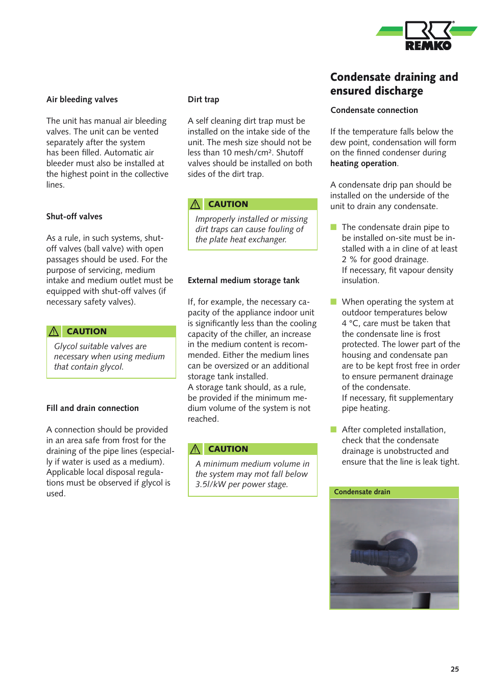 Condensate draining and ensured discharge | REMKO RVS 60 H User Manual | Page 25 / 44