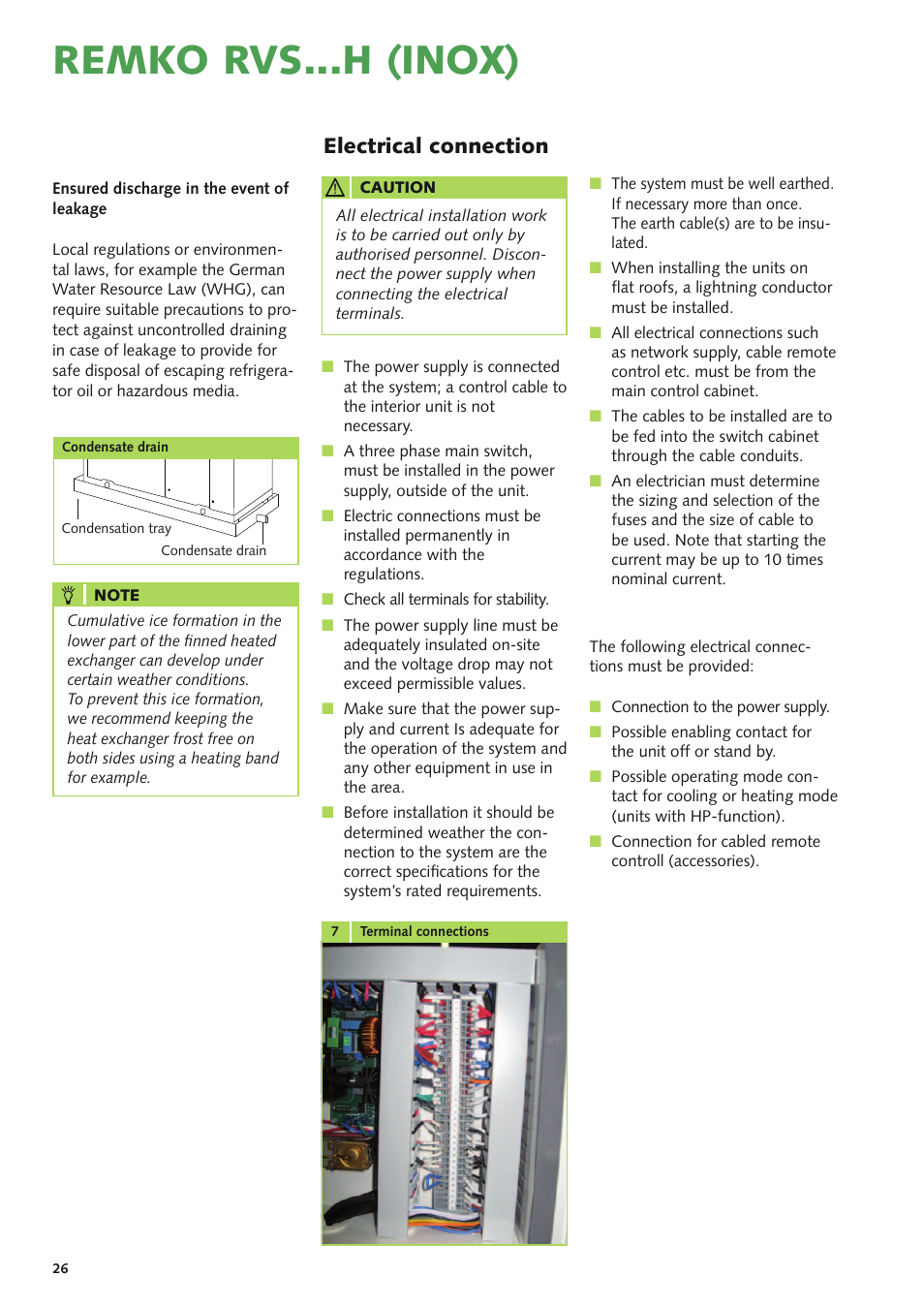 Remko rvs...h (inox), Electrical connection | REMKO RVS 60 H User Manual | Page 26 / 44