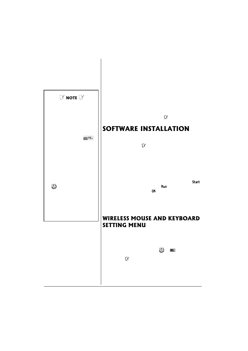 Software installation, Wireless mouse and keyboard setting menu | Compaq 27MHz User Manual | Page 10 / 24