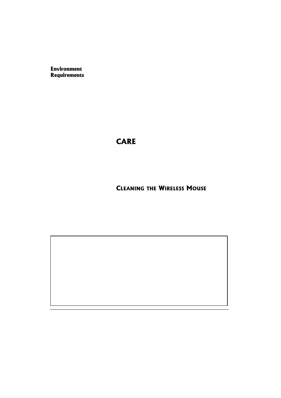 Care, Environment requirements | Compaq 27MHz User Manual | Page 24 / 24