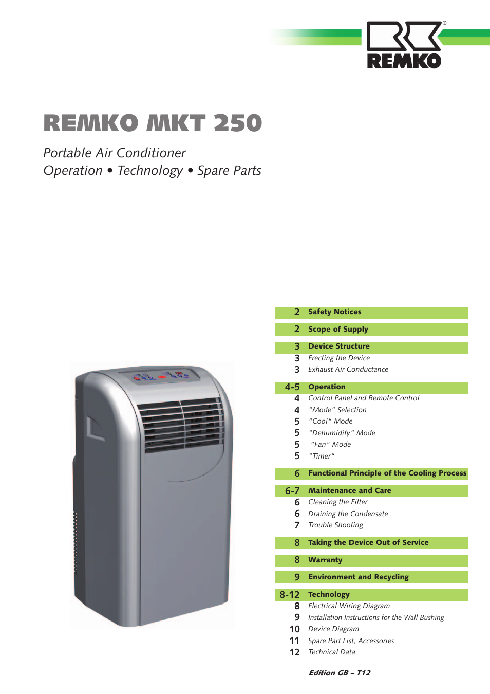 REMKO MKT 250 User Manual | 12 pages