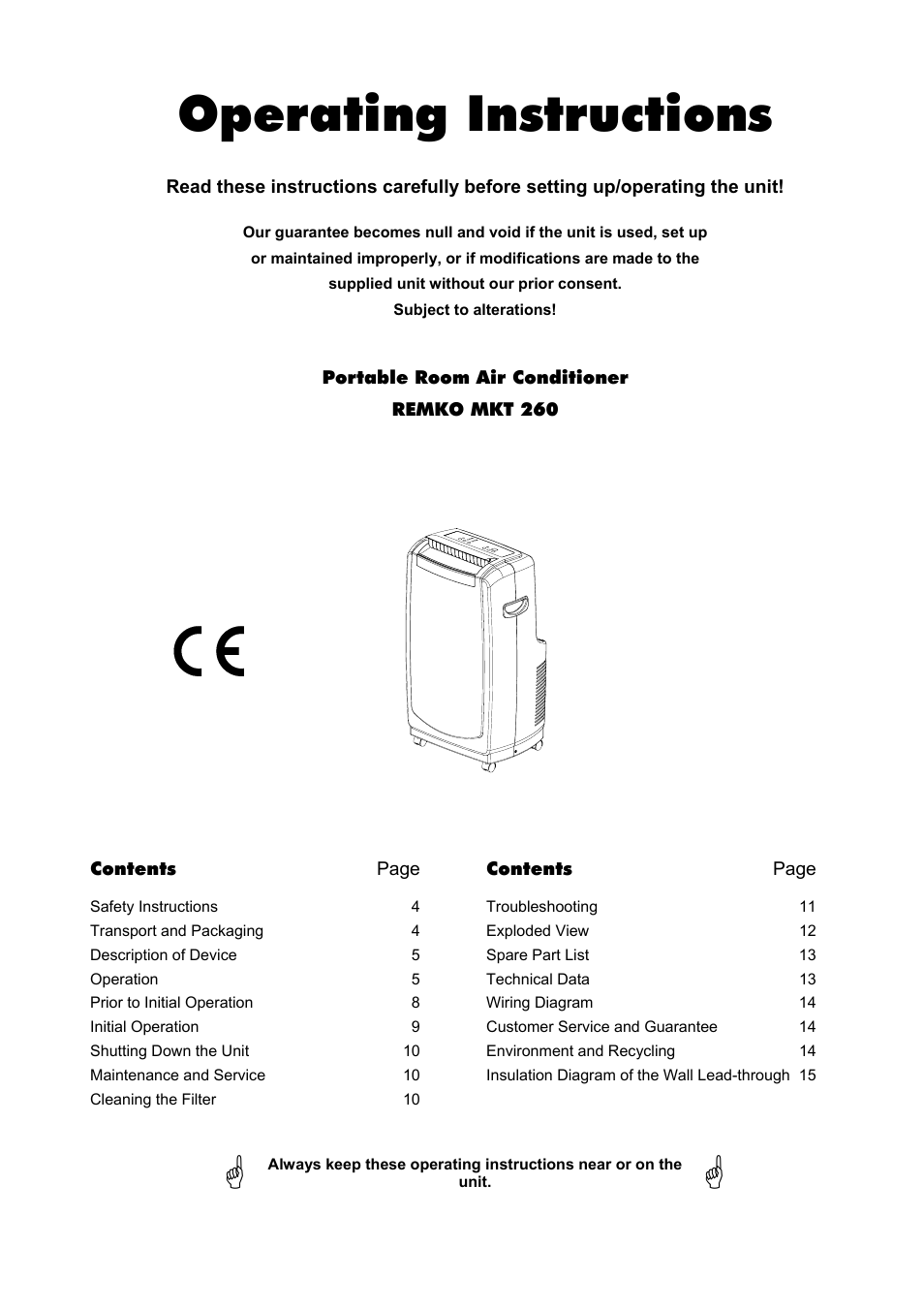 Operating instructions | REMKO MKT 260 User Manual | Page 3 / 16