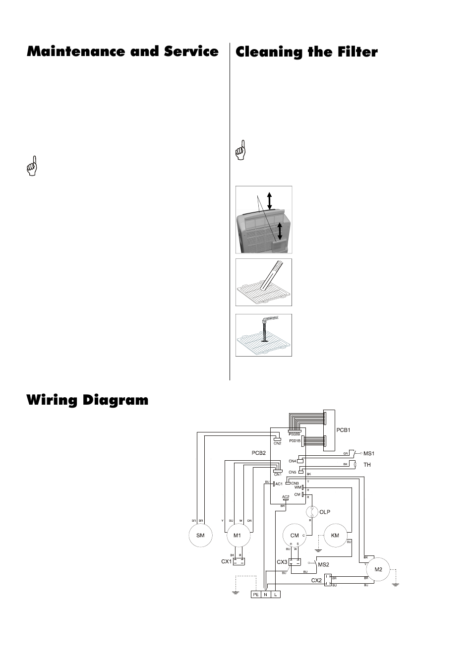 Maintenance and service, Cleaning the filter, Wiring diagram | REMKO MKT 3502 Neutral User Manual | Page 10 / 16