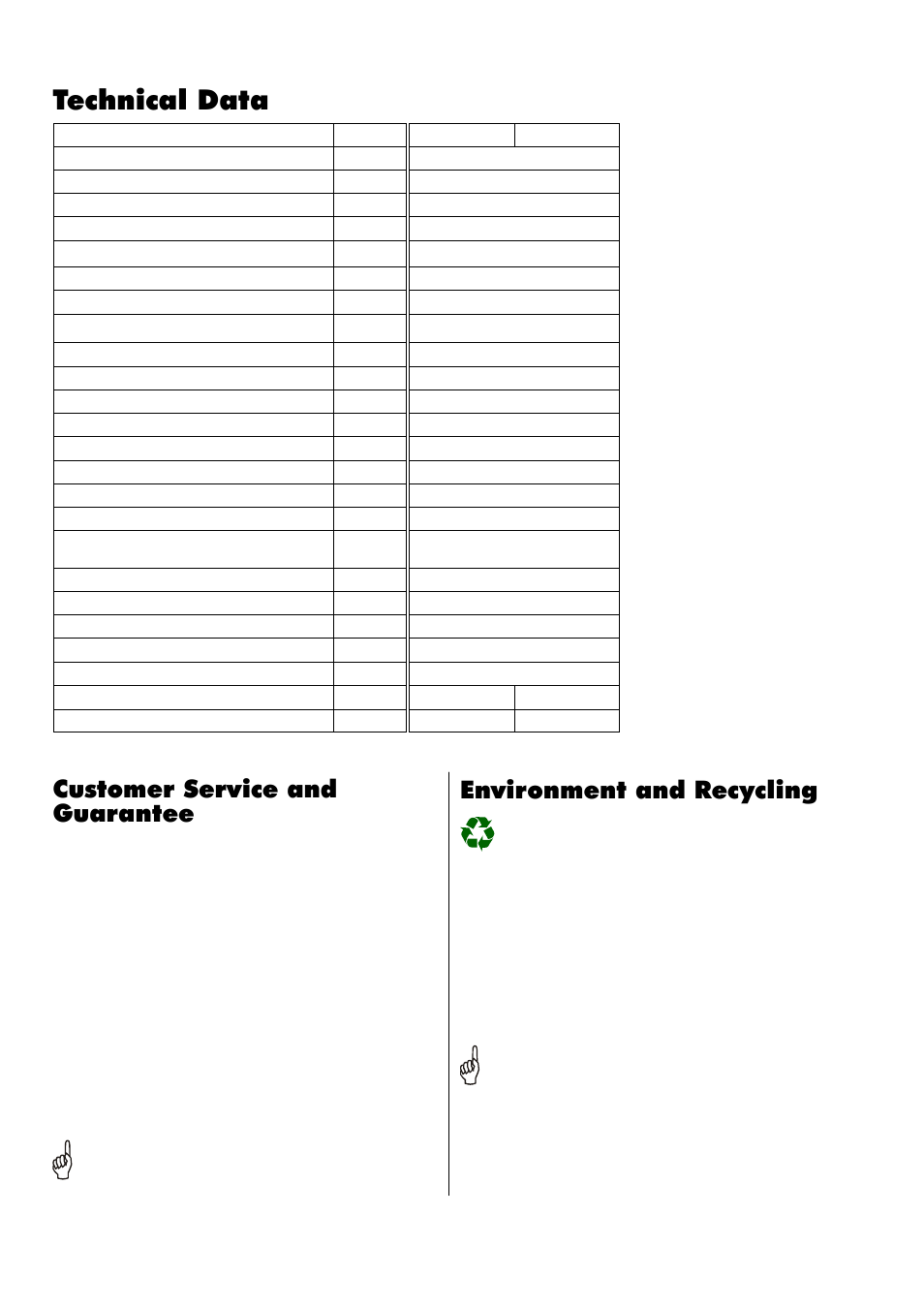 Technical data, Customer service and guarantee, Environment and recycling | REMKO MKT 3502 Neutral User Manual | Page 12 / 16