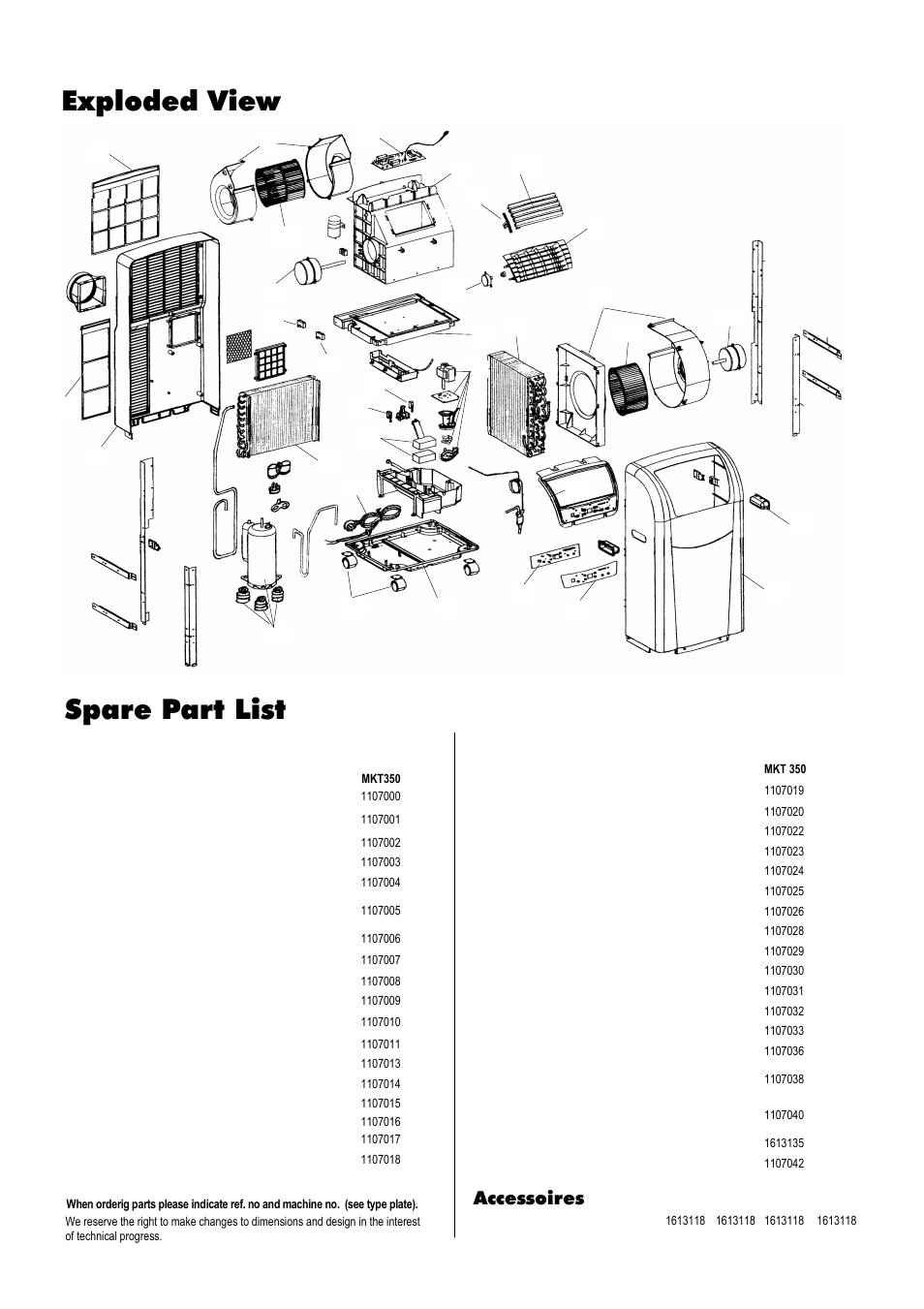 Exploded view, Spare part list, Accessoires | REMKO MKT 3502 Neutral User Manual | Page 13 / 16