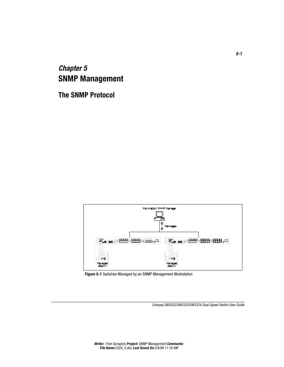 Chapter 5, Snmp management, The snmp protocol | Letxiv | Compaq SW3324 User Manual | Page 85 / 119
