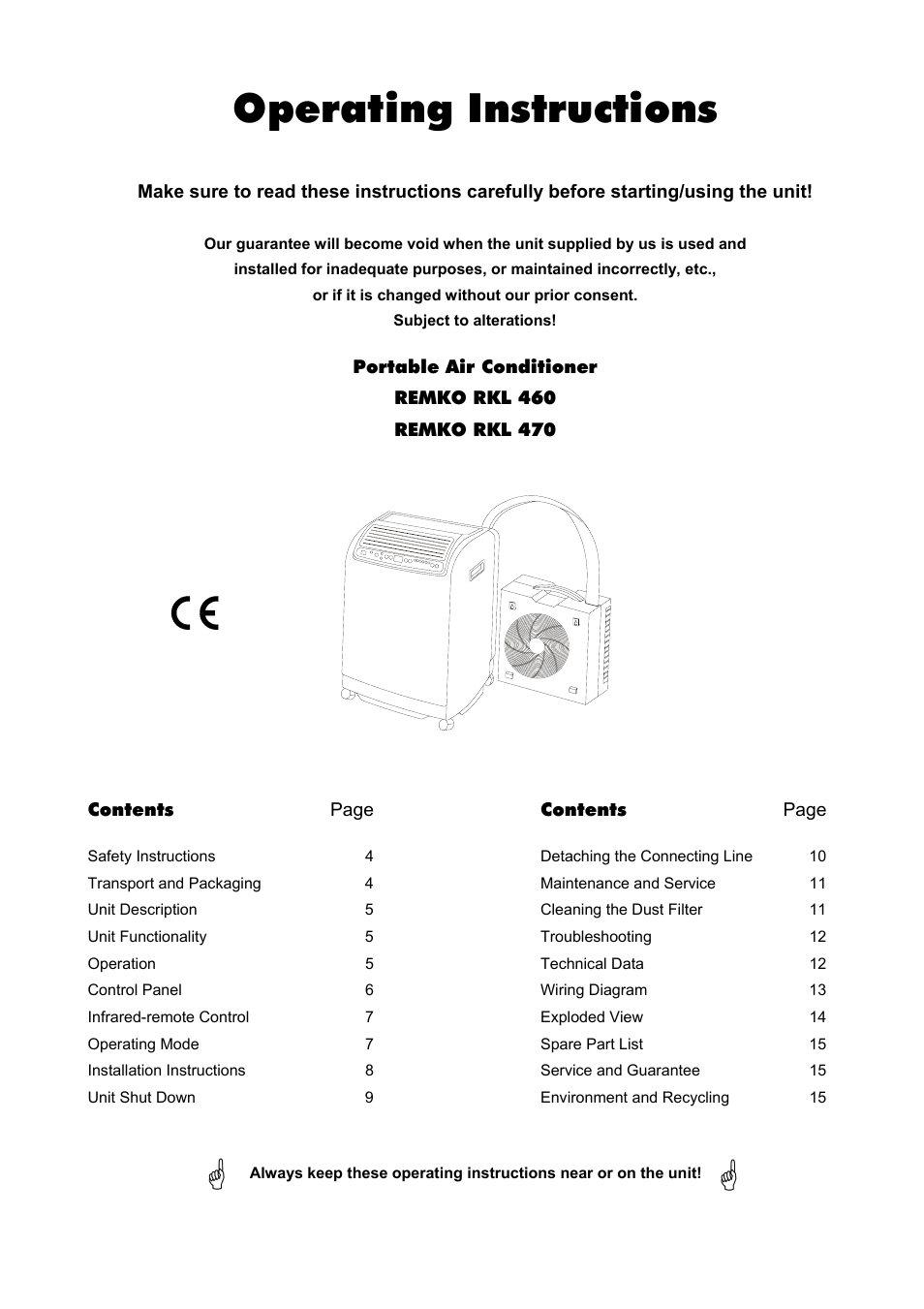 Operating instructions | REMKO RKL 460 User Manual | Page 3 / 16