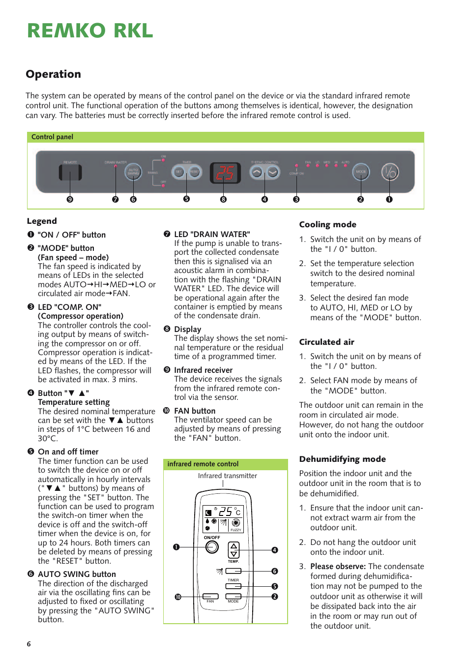 Remko rkl, Operation | REMKO RKL 490 DC User Manual | Page 6 / 20