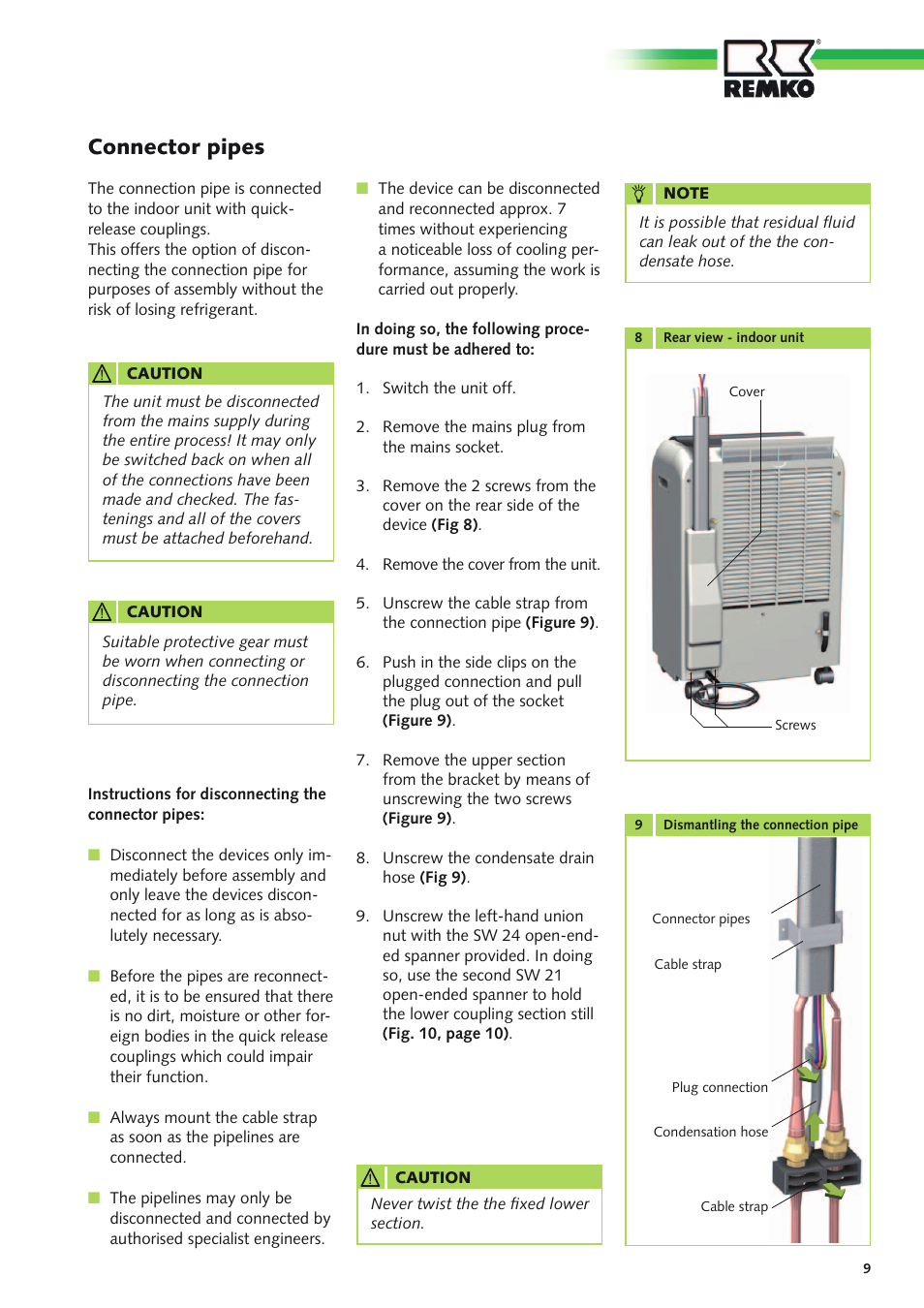 Connector pipes | REMKO RKL 490 DC User Manual | Page 9 / 20