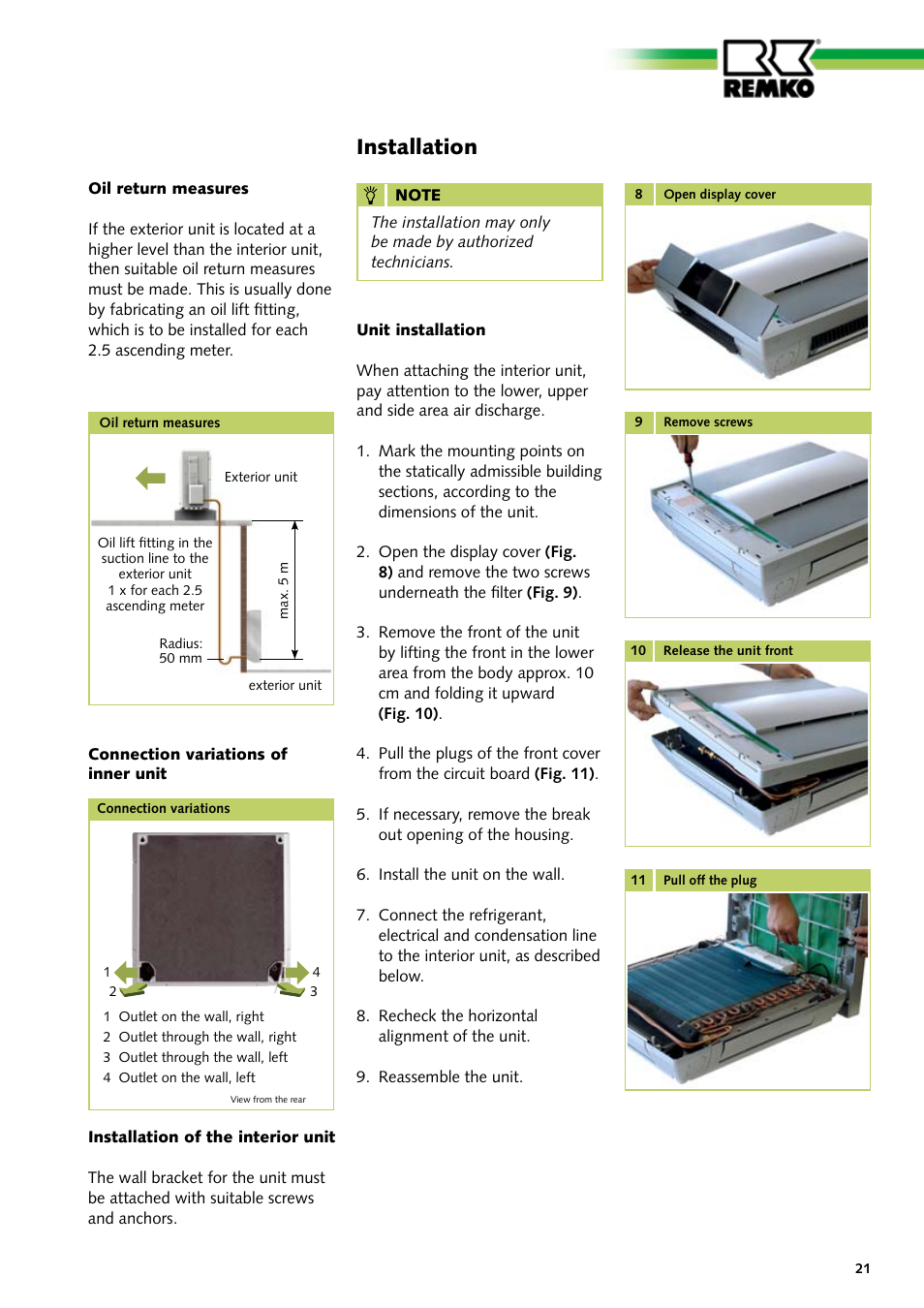 Installation | REMKO ATY 260 User Manual | Page 21 / 32