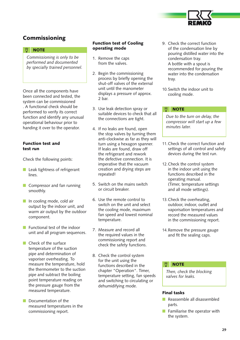 Commissioning | REMKO ATY 261 DC User Manual | Page 29 / 36