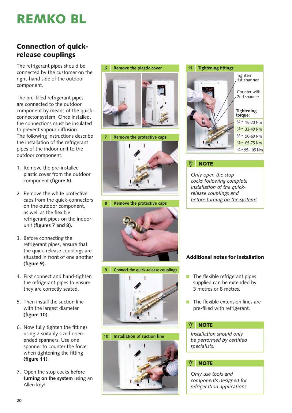 Remko bl, Connection of quick- release couplings | REMKO BL 261 User Manual | Page 20 / 32