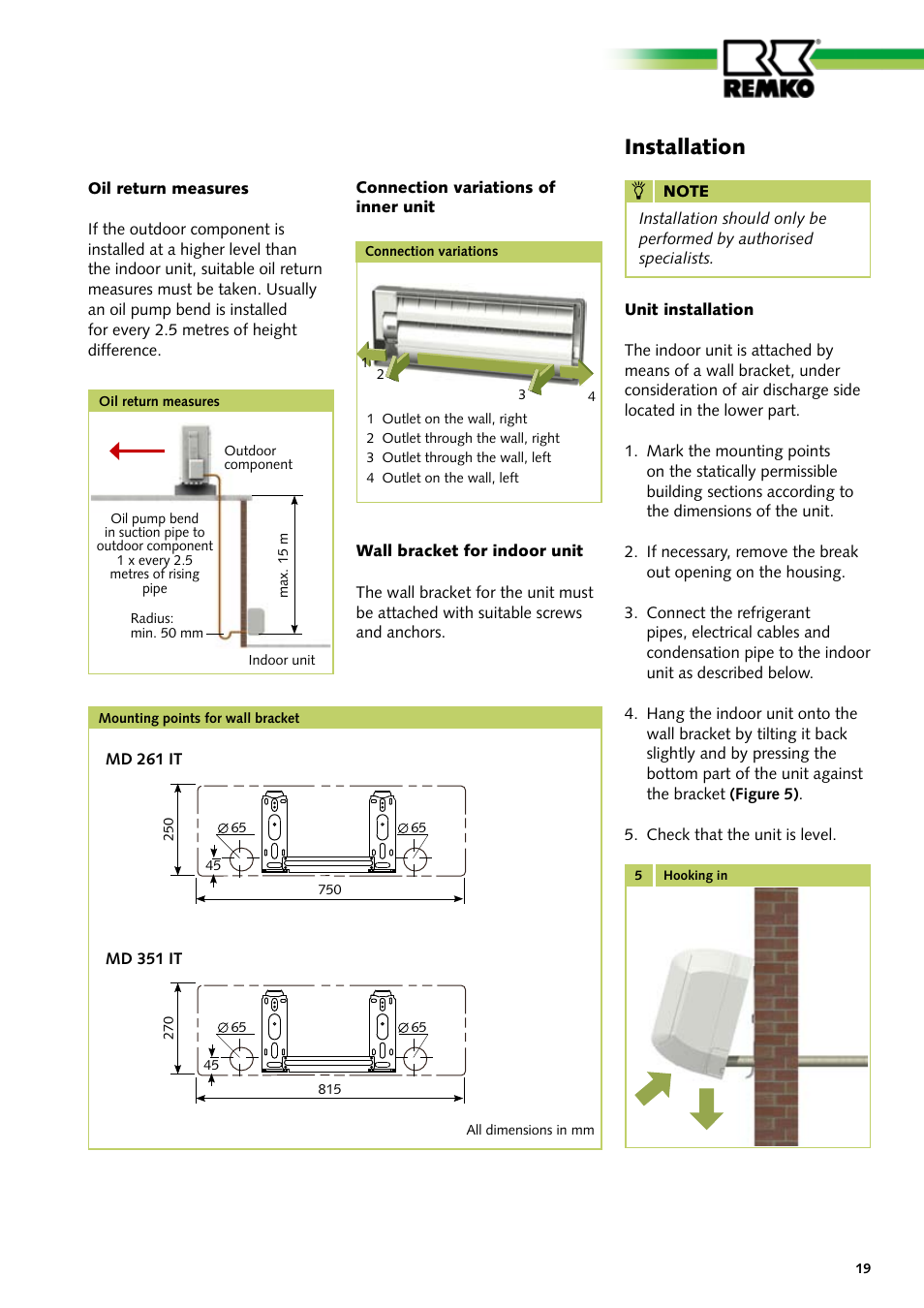 Installation | REMKO MD 261 User Manual | Page 19 / 32