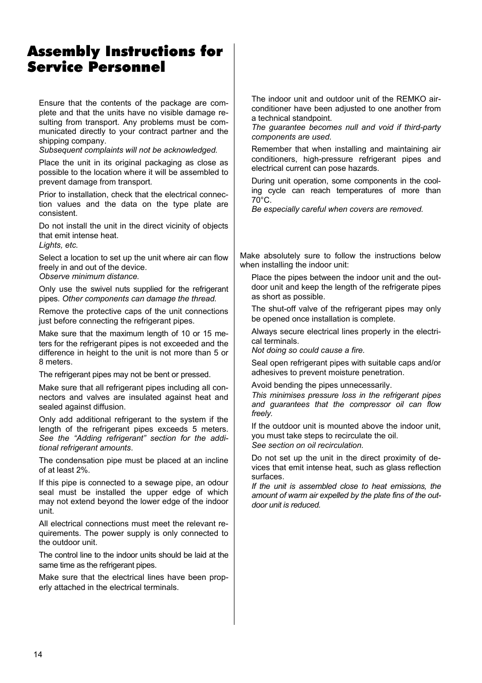 Assembly instructions for service personnel | REMKO ML 260 User Manual | Page 14 / 24