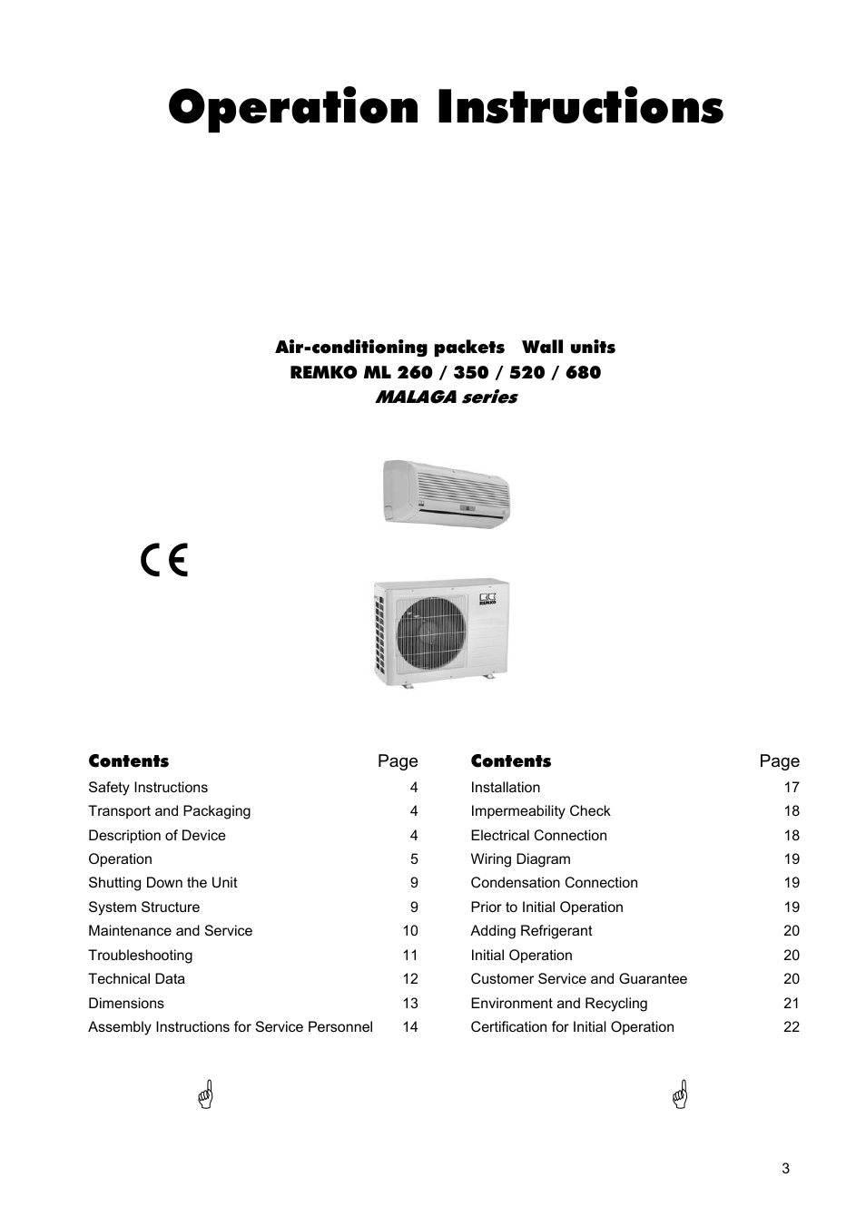 Operation instructions | REMKO ML 260 User Manual | Page 3 / 24