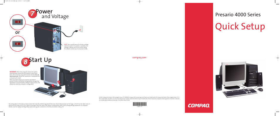 Compaq Presario 4000 Series User Manual | 2 pages