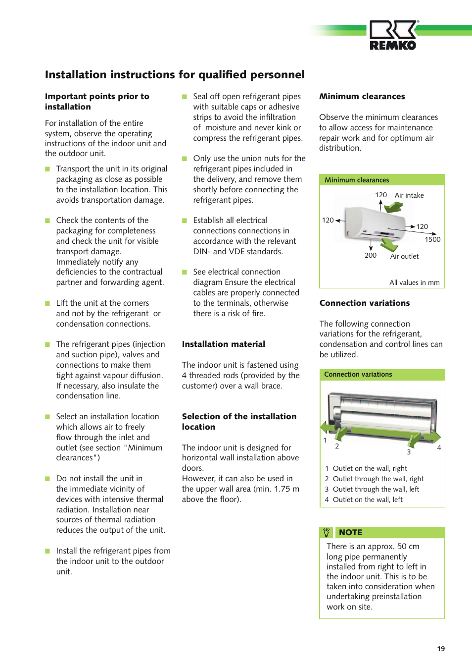 Installation instructions for qualified personnel | REMKO MXD 200 v.3 User Manual | Page 19 / 28