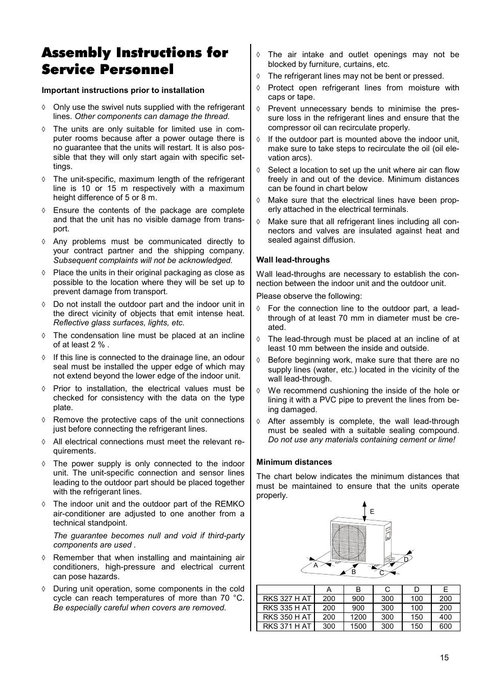 Assembly instructions for service personnel | REMKO RKS 327 H User Manual | Page 15 / 28